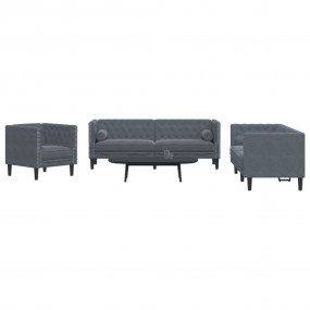 Chesterfield Sofa Set Dark Grey