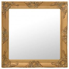Wall Mirror Gold Wood 23.6 in x 23.6 in Wall mounting