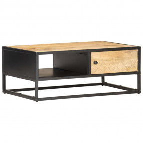 Coffee Table Natural wood, Black Rough Mango Wood, Powd...