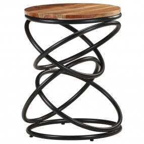 End Table Natural and Black Solid Acacia Wood, Iron