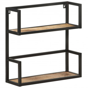 Wall Shelf Natural wood, Black Rough mango wood, Powder...