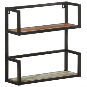 Wall Shelf Multicolored wood, black frame