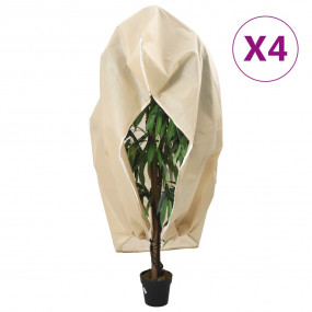 Plant Fleece Cover Set of 4 Beige