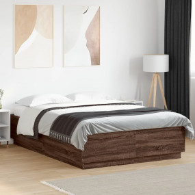 Bed Frame Brown oak Engineered wood, Plywood 47.2x78.7 ...