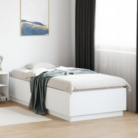 Bed Frame White Engineered wood, Plywood Single Bed Fra...