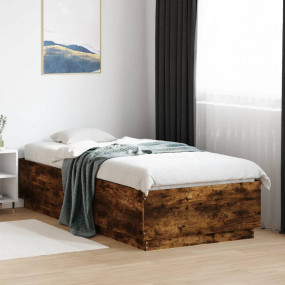Bed Frame Smoked Oak Engineered Wood Twin Bed Frame Rec...