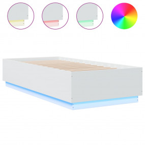 Bed Frame White Engineered wood, Plywood Single Bed Fra...