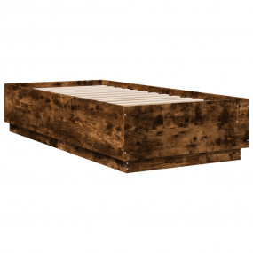 Bed Frame Smoked Oak Engineered Wood Twin Bed Frame Rec...