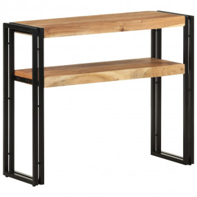 Console Table Natural wood and black Solid acacia wood,...