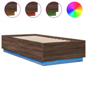 Bed Frame Brown Oak Engineered wood, Plywood Twin Bed F...