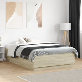 Bed Frame Sonoma Oak Engineered wood Double Bed Frame