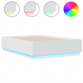 Bed Frame White Engineered wood Double Bed Frame Rectan...