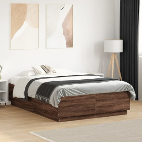 Bed Frame Brown Oak Engineered Wood, Plywood 53.1x74.8 ...