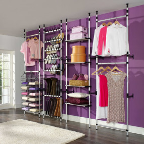 Shoe Rack Silver and Black Aluminum, Plastic Large Shoe...