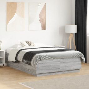 Bed Frame Grey Sonoma Engineered Wood, Plywood Full Bed...