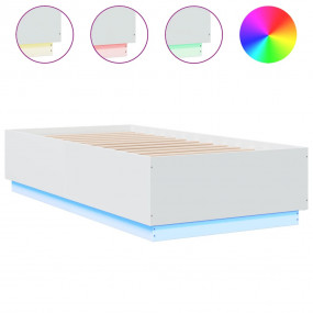 Bed Frame White Engineered Wood Twin Modern Bed Frame