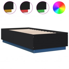 Bed Frame Black Engineered wood, Plywood Twin Modern Be...