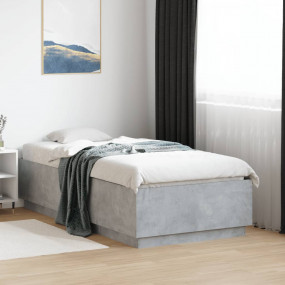 Bed Frame Concrete grey Engineered wood, Plywood Single...