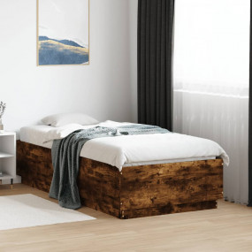 Bed Frame Smoked Oak Engineered wood, Plywood Twin Bed ...