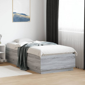 Bed Frame Grey sonoma Engineered wood, plywood Twin Bed...