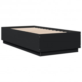 Bed Frame Black Engineered Wood, Plywood Small Single B...