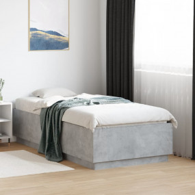 Bed Frame Concrete Grey Engineered wood, Plywood Small ...