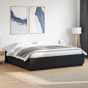 Bed Frame Black Engineered wood 79 x 79 in Minimalistic