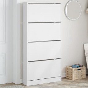 Shoe Cabinet White Engineered wood 64.4 in x 31.5 in x ...