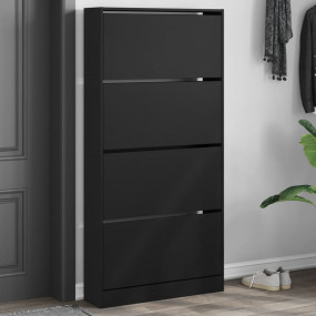 Shoe Cabinet Black Engineered wood Tall Shoe Cabinet
