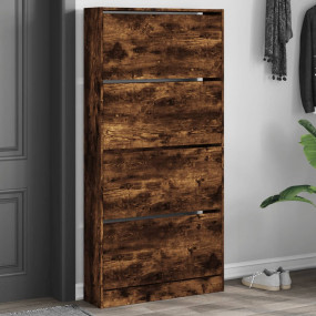 Shoe Cabinet Smoked oak Engineered wood Tall Shoe Cabin...