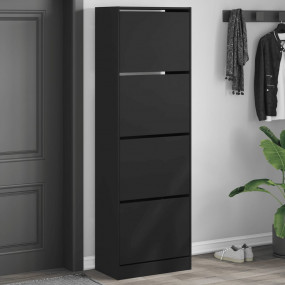 Shoe Cabinet Black Engineered wood Tall Shoe Cabinet