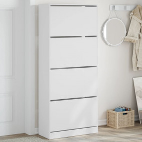 Shoe Cabinet White Engineered wood Tall Cabinet Rectang...