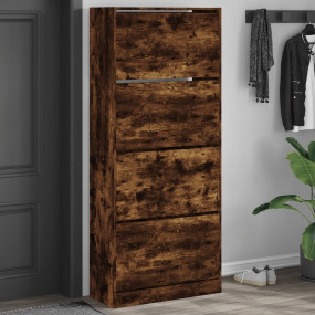 Shoe Cabinet Smoked Oak Engineered wood 73.8 in tall Sh...