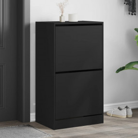 Shoe Cabinet Black Engineered wood 23.6x16.5x42.5 in Sh...