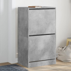 Shoe Cabinet Concrete Gray Engineered Wood Tall Shoe Ca...