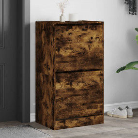 Tall Shoe Cabinet Smoked Oak Engineered Wood Tall