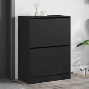 Shoe Cabinet Black Engineered wood Tall Shoe Cabinet