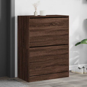 Shoe Cabinet Brown Oak Engineered Wood Tall Shoe Cabine...
