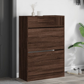 Shoe Cabinet Brown Oak Engineered wood Tall Shoe Cabine...