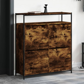 Shoe Cabinet Smoked Oak Engineered Wood 39.4 x 13.4 x 4...