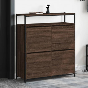 Shoe Cabinet Brown Oak Engineered Wood 39.4x13.4x44.1 i...