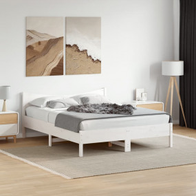 Bed Frame White Solid pine wood, Plywood King Size Bed ...