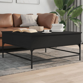 Coffee Table Black Engineered wood 37.4x37.4x17.7 in Co...