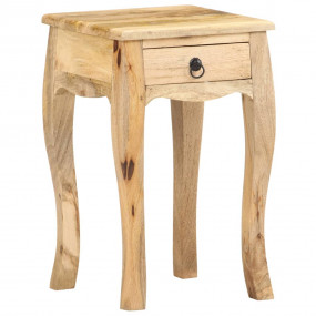 Nightstand Natural Brown Solid Mango Wood Compact Bed C...