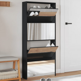 Shoe Cabinet Black Engineered wood, Glass 24.8 x 6.7 x ...