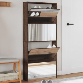 Shoe Cabinet Brown Oak Engineered wood and glass Large