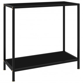 Console Table Black Tempered Glass & Powder-Coated Stee...