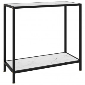 Console Table White and Black Tempered Glass 31.5x13.8x...