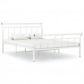 Bed Frame White Powder-coated metal Full Durable Bed Fr...