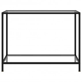 Console Table Clear and Black Tough Glass Medium Simple